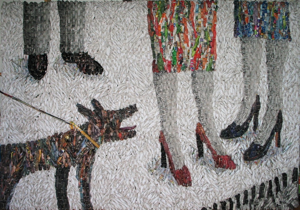 Dog Barking at Two Women | 54"x78" | 2008
