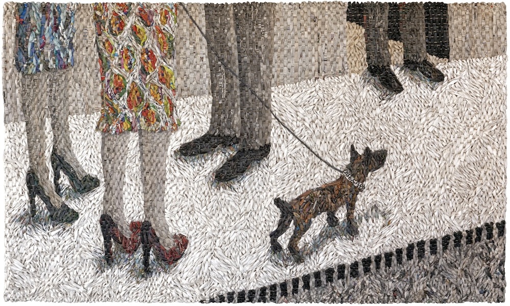 Man in Doorway with Three People and Dog | 72"x120" | 2014