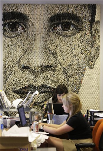 Politico, Barack Obama Campaign Headquarters, Aug. 12, 2008. (AP Photo/Charles Rex Arbogast) Politico, Barack Obama Campaign Headquarters