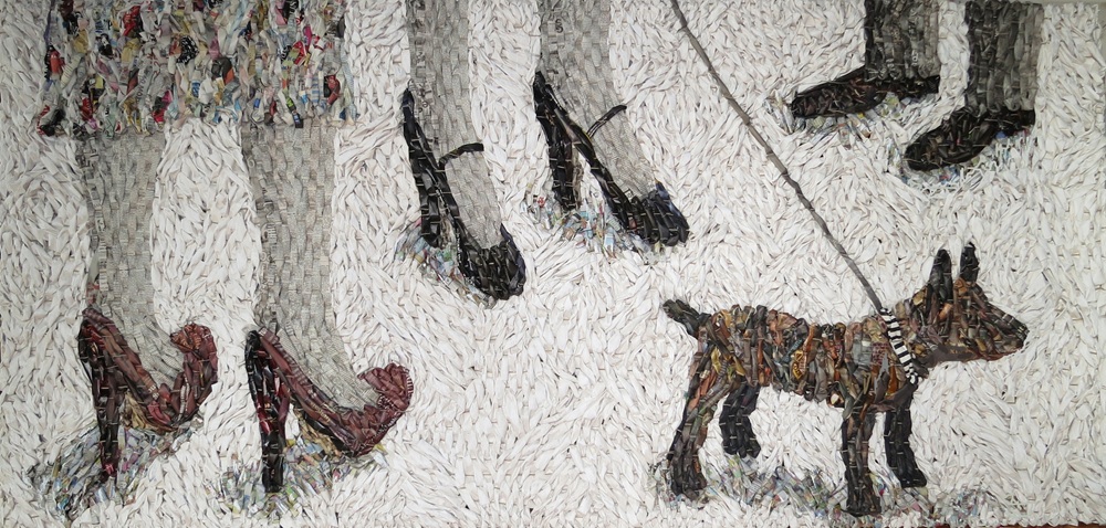 Three People with Fog on Leash - 40"x84" 2014